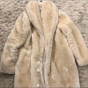 Cream faux fur coat
